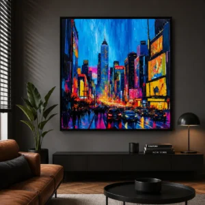 Urban Motion Poster – Abstract Modern City Art – 50 x 50 cm