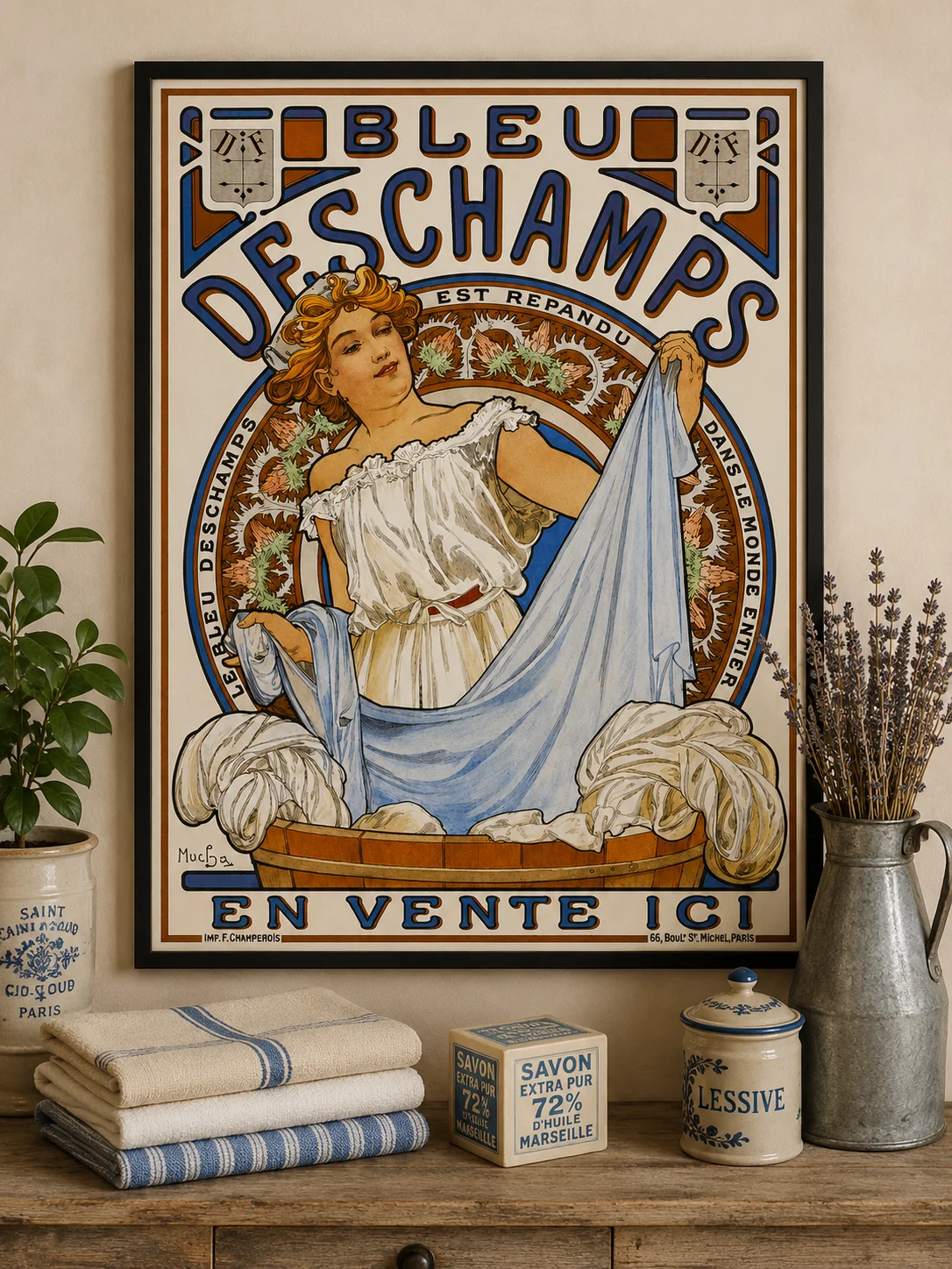 HeBleu des Champs – Alphonse Mucha | Vintage Art Nouveau Poster