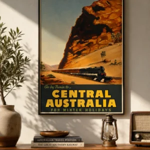 Central Australia Vintage Reisposter – Klassieke Treinposter 