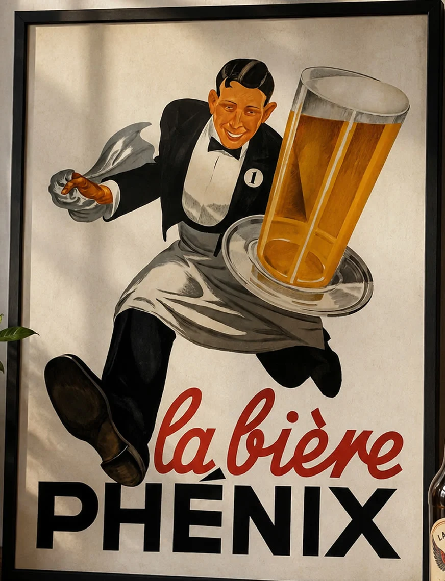 La Bière Phénix – Vintage Bierreclame Poster - Afbeelding 3