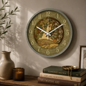 Art Nouveau Wandklok – Klimop Dame | Ø 20 cm