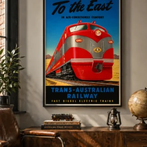 To the East – Trans-Australian Railway Vintage Reisposter 