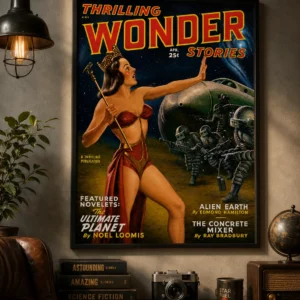 Thrilling Wonder Stories – The Ultimate Planet | Retro Science Fiction Poster
