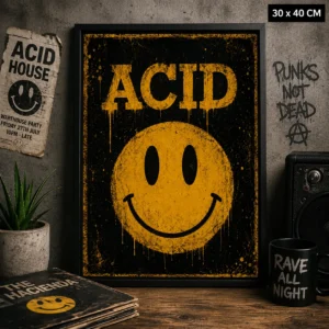 Acid Smiley Poster 30 × 40 cm | Retro Rave Wanddecoratie