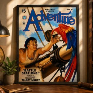 Adventure – Battle Stations! Vintage Pulp Poster