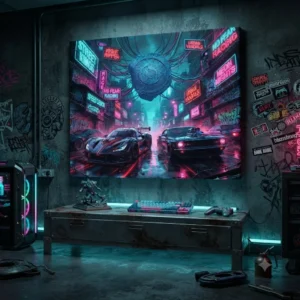 Midnight Neon Showdown - Canvas