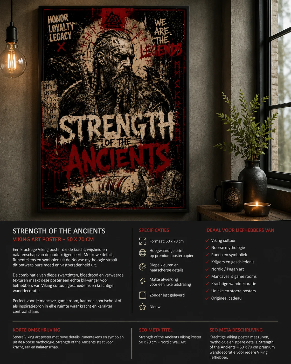 Strength of the Ancients – Viking Art Poster | 50 × 70 cm - Afbeelding 2