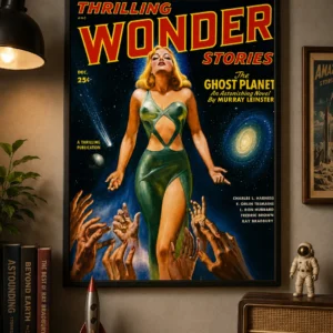 Thrilling Wonder Stories – The Ghost Planet | Retro Science Fiction Poster