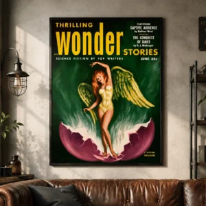 Wonder Stories – Angel from the Cosmic Egg | Retro Science Fiction Poster