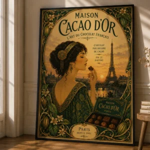 Maison Cacao d’Or – Paris | Vintage Art Nouveau Chocolade Poster