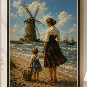 Dag op het Strand - Nostalgische Poster