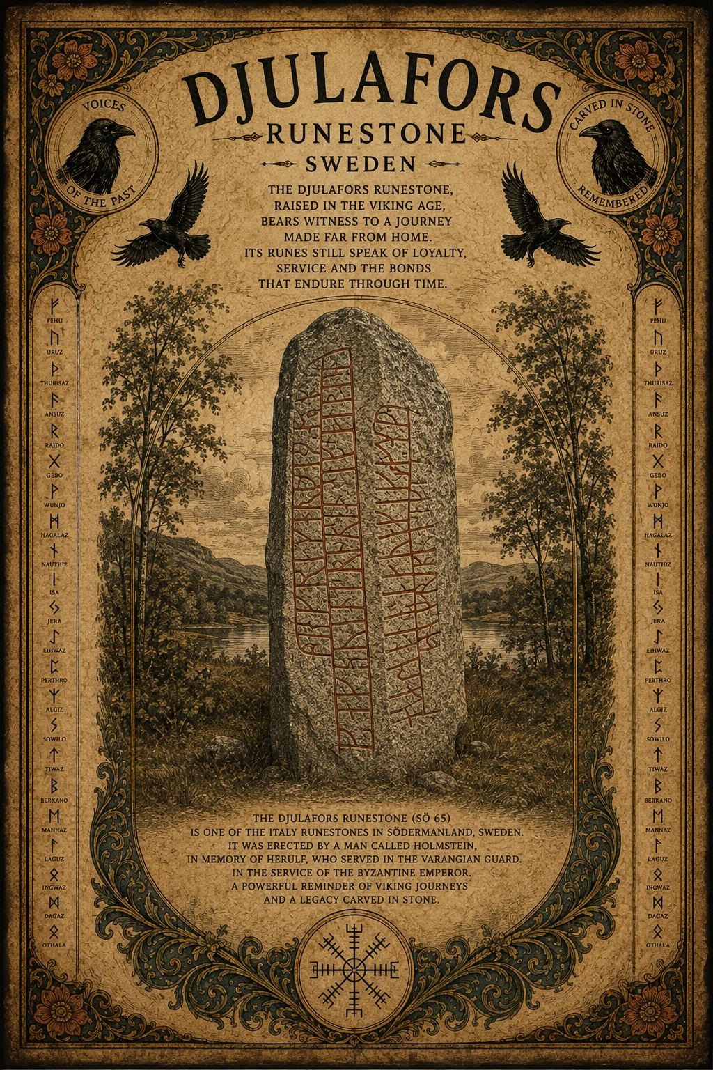 Djulafors Runestone – Vintage Viking & Varangian Runestone Poster - Afbeelding 3