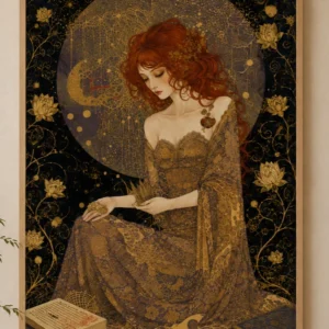 Golden Lotus – Dromerige Art Nouveau Poster