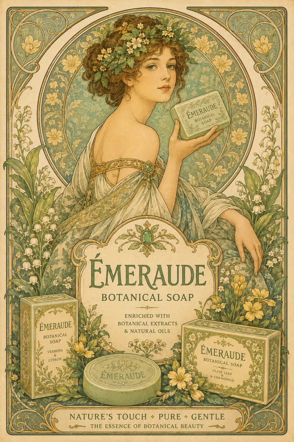 Émeraude – Botanical Soap | Vintage Art Nouveau Poster - Afbeelding 2