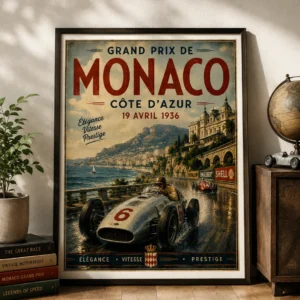 Grand Prix de Monaco – Cote d Azur Vintage Racing Poster