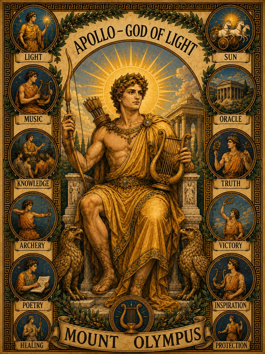 Mount Olympus - Apollo - God of Light - Poster - Afbeelding 2