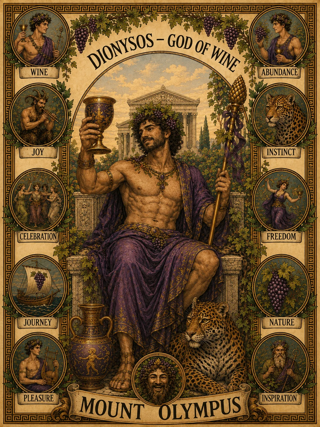 Mount Olympus - Dionysos - God of Wine - Poster - Afbeelding 3