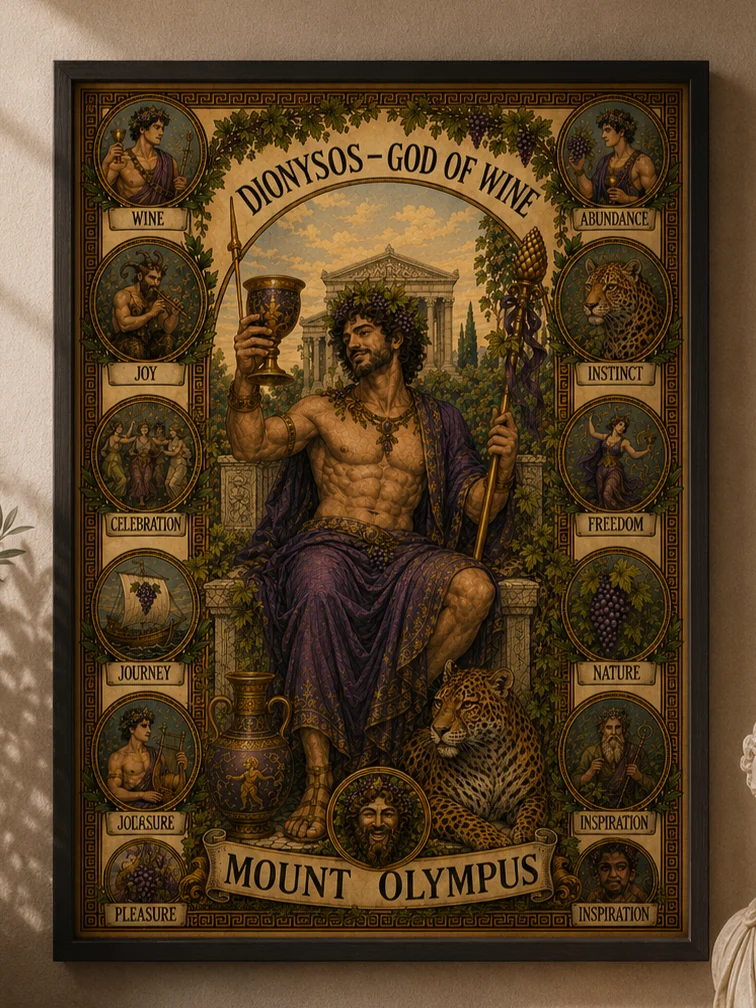 Mount Olympus - Dionysos - God of Wine - Poster