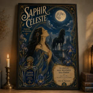 Saphir Céleste – Parfum de Légende | Vintage Art Nouveau Poster