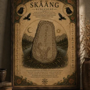 Skåäng Runestone – Vintage Viking Runensteen Poster
