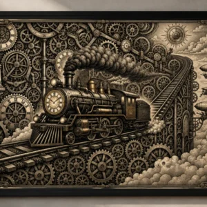 Steampunk - Time Express Train – Vintage Poster
