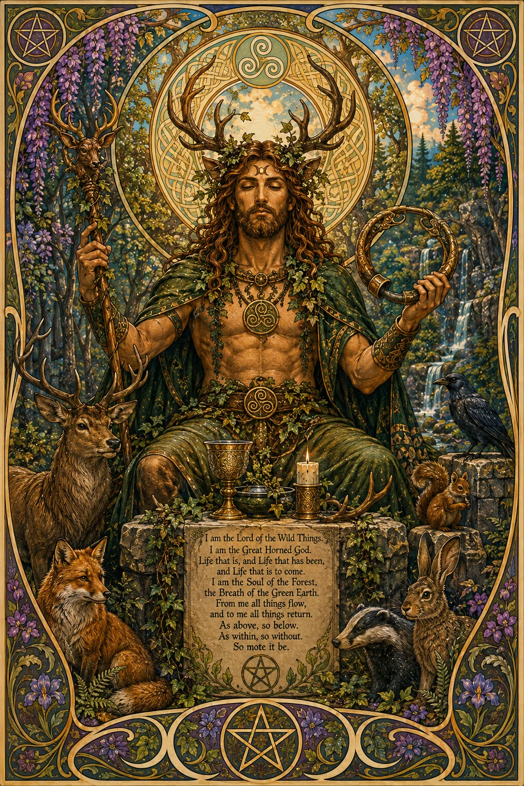 Wicca - Cernunnos Lord of the Wild Things - Art Nouveau Poster - Afbeelding 3