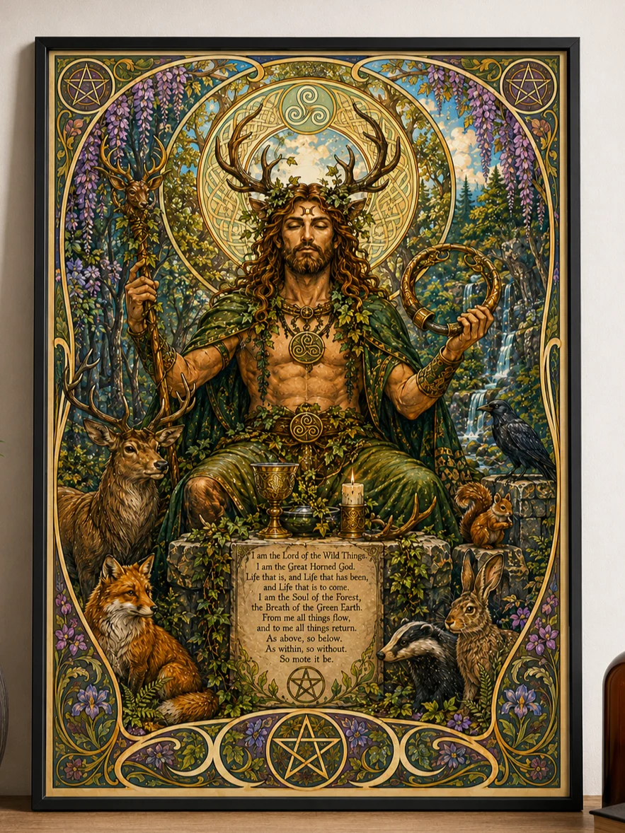 Wicca - Cernunnos Lord of the Wild Things - Art Nouveau Poster - Afbeelding 2