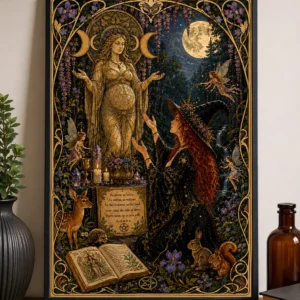 Wicca - Mother Goddess Ritual - Art Nouveau Poster