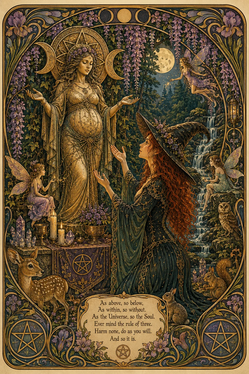 Wicca - Mother Goddess Prayer - Art Nouveau Poster - Afbeelding 3