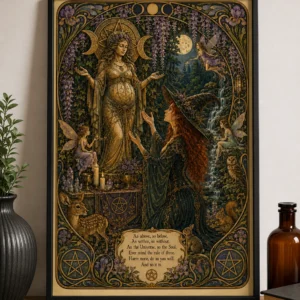 Wicca - Mother Goddess Prayer - Art Nouveau Poster