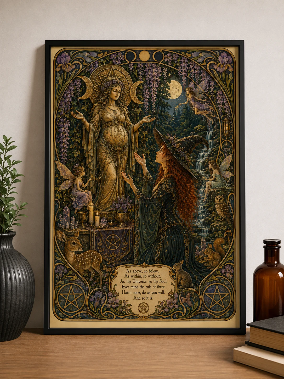 Wicca - Mother Goddess Prayer - Art Nouveau Poster