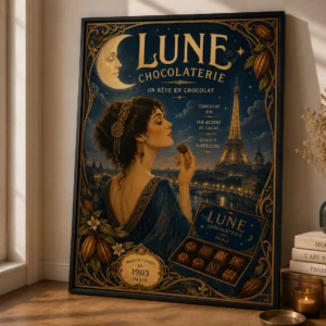 Lune Chocolaterie – Paris 1903 | Vintage Art Nouveau Poster