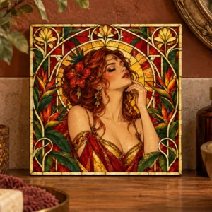 Exotische Vrouw Met Hibiscus - Art Nouveau Stijl - Decoratieve Tegel