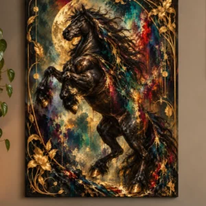 Dromerig Paard – Stijgerend Paard bij Volle Maan - Canvas
